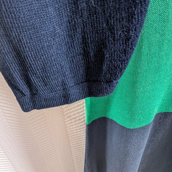 BCBGMAXAZRIA Nomia Silk Blend Color Block Cut Out Midi Dress Lightweight Knit - Picture 12 of 15